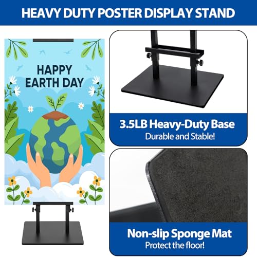 Pedestal Poster Sign Stand for Double Sided Display, Adjustable Poster Board Stand Height Up to 80", Heavy Duty Floor Standing Sign Holder for Board, Foam, Banner Display Stand, Black 1Pack - size: 1 Pack Poster Stand