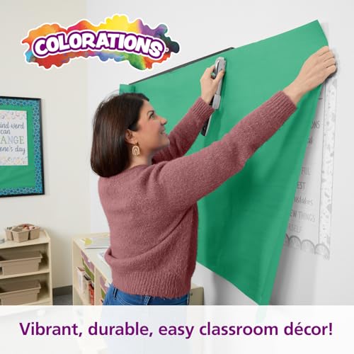 Colorations Dual Surface Paper Roll, Bright Green, 36" x 1000', Textured Paper, Classroom Craft & Art Supplies, Bulletin Board, Gift Wrapping, Chalkboard Wallpaper - color: Bright Green