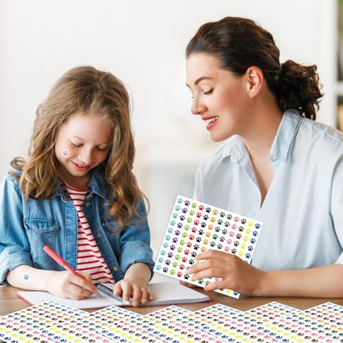 7200Pcs Paw Print Stickers, Colorful Mini Puppy Paw Stickers Classroom Teachers Incentive Reward Decal Behavior Chart Sticker for Home School Students Teachers Supplies - style: Paw Prints