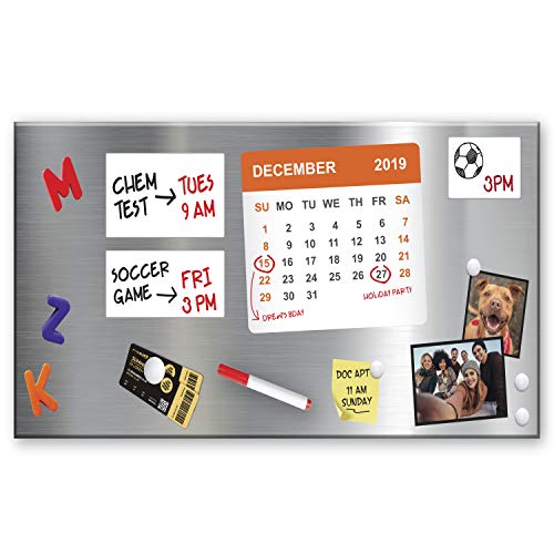 Magnet and Message Board | Large Mountable 30 x 14 x 0.7 Inch Steel Bulletin Board (Silver) - size: L (30 x 14)