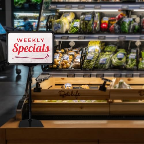 Adjustable Sign Holder - 8.5 x 11 Inch, Table & Floor Stand, Vertical & Horizontal Display, Black (6Pcs) - size: 8.5"x11"-6Pcs