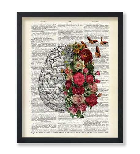Poster Master Flowery Brain & Butterfly Print - Anatomy Poster - Dictionary Art - Gift for Him, Her, Doctor, Nurse - Floral Decor for Clinic, Bedroom, Living Room - 8x10 UNFRAMED Wall Art - color: Style-06, size: 8"L x 10"W