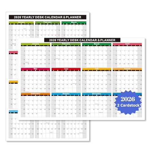 2026 Wall Calendar 11x17 Inch, 2-Pack Reversible (Vertical & Horizontal), Large Writing Space, Holidays Marked, Thick Cardstock for Office, Home, Classroom, Teacher – Monthly Yearly Planner - color: 2026 Yearly-2 Cardstock