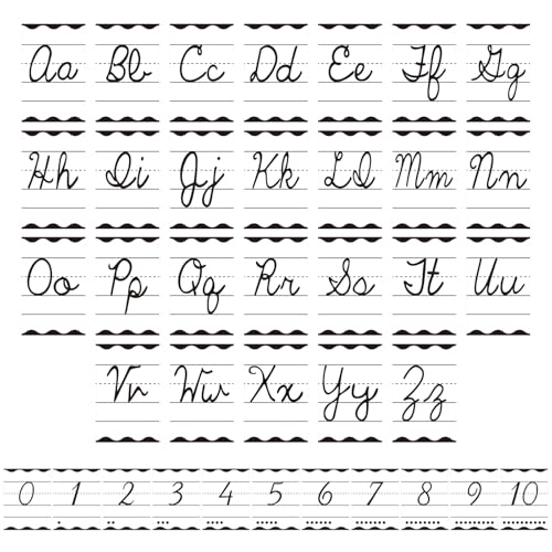 Gilprop Black and White Wave Bulletin Board Alphabet Letters, 37 Pcs Cursive Abc Alphabet Poster Classroom Decor Set Preschool Kindergarten Primary School Classroom Wall Decor Homeschool Supplies - style: Black and White Wave