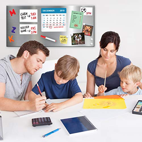 Magnet and Message Board | Large Mountable 30 x 14 x 0.7 Inch Steel Bulletin Board (Silver) - size: L (30 x 14)