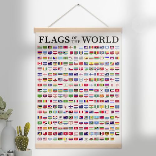 World Maps For Wall Decor,Flags of the World Flags Poster Geography Classroom Decor International Country Flags Reference Chart Cool Wall Art Print Poster 12x16 Signs