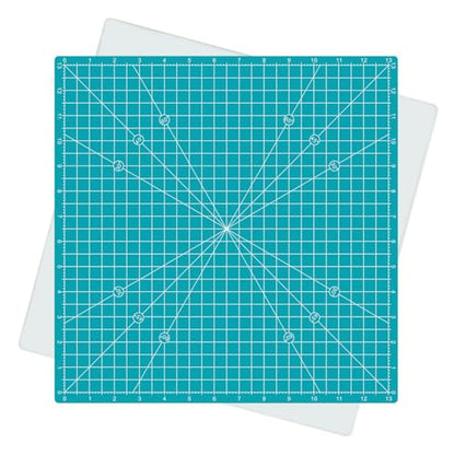 Rotating Self Healing Cutting Mat 14"x14" (13" Grid), Square Sewing Cutting Mat Board Perfect for Fabric Quilting & Art Projects, Turquoise - color: Turquoise