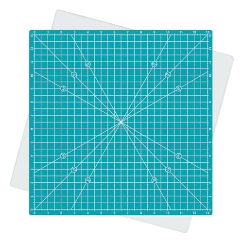 Rotating Self Healing Cutting Mat 14"x14" (13" Grid), Square Sewing Cutting Mat Board Perfect for Fabric Quilting & Art Projects, Turquoise - color: Turquoise
