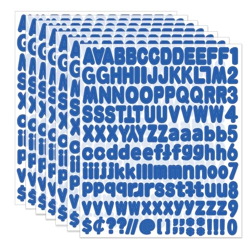 Alphabet Stickers, 1''Inch 12 Sheets Blue Letter Stickers Self-Adhesive Vinyl for Mailbox Numbers, Bulletin Boards & Home Decor - color: Blue