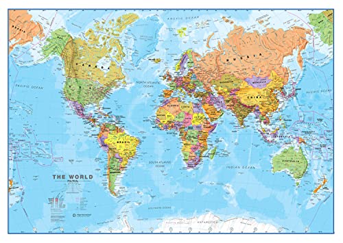 Maps International World Wall Map - Map of The World Poster - 23 x 33 - Front Lamination - Updated 2025 - color: 23 x 33 Front Sheet Lamination