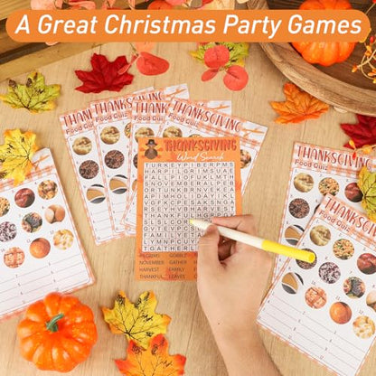 COCHIE 30 Players Thanksgiving Games for Family Party Adults Office Large Groups, Word Search Games, Food Quiz Game, Fall Classroom Activities with Answer Key (Thanksgiving B) - style: Thanksgiving B
