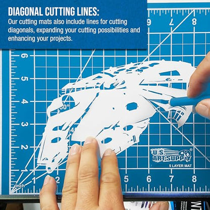 U.S. Art Supply 36" x 48" Self-Healing Cutting Mat 5-Ply - Double-Sided Pink/Blue Craft Mat, Non-Slip Cutting Mats for Crafts, Sewing, Quilting, Scrapbooking - color: Pink/Blue