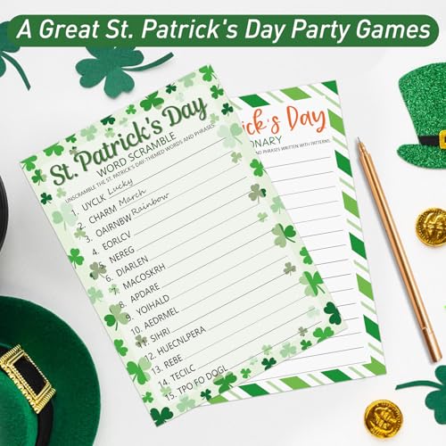 COCHIE St. Patrick's Day Party Games for Adults Family Office Large Groups, Saint Patrick Words Pictionary Game, Riddle Games, Word Scramble Game Classroom Activities - Answer Key (St. Patrick's) - style: St. Patrick's