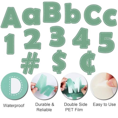260pcs Letters Combo Pack Set Eucalyptus Classroom Decorations, Green Alphabet Letters Numbers Bulletin Board Block Accents Cutouts for Students Kids - style: green