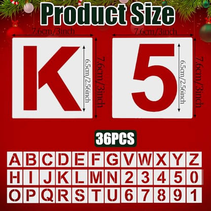 36 Pcs 3 Inch Letter and Number Stencil Reusable Plastic Alphabet Stencils Template Set for Wood Wall Fabric Rock Signage Chalkboard Crafts Painting DIY Art Projects
