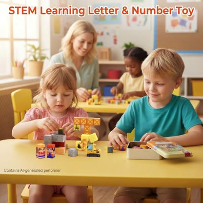 Magnetic Building Blocks 38 Pieces STEM Toy Set Ages 3-8 | Strong magnets, Portable Travel, Safe STEM Construction, Storage Box, Screen-Free, Back-to-School Preschool Gift Boys Girls - style: Construction Block-38pcs