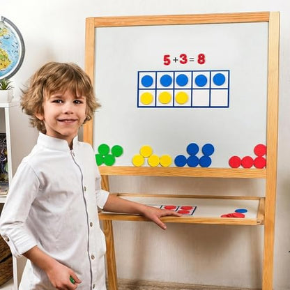 70 PCS Magnetic Ten Frames - Math Manipulatives for Elementary Classroom & Kindergarten - 4 Ten Frames & 44 Math Counters for Kids, Math Games for Kindergarten - Jumbo Magnetic Ten Frame Set