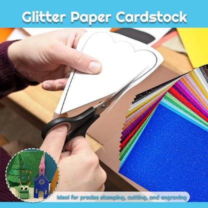 20 Sheets 20 Colors Glitter Cardstock A4 250 GSM Shiny Glitter Paper Premium Sparkly Card Stock for Holiday Crafts Cricut Card Making Scrapbooking DIY Art Projects Supplies