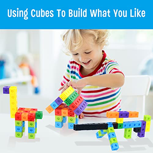 SpriteGru Math Linking Cubes, Math Cubes Manipulatives with Activity Cards Linking Cube Math Counters for Kids Kindergarten Learning Activities - style: addition & subtraction