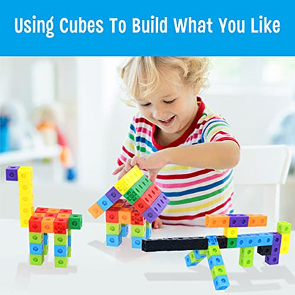 SpriteGru Math Linking Cubes, Math Cubes Manipulatives with Activity Cards Linking Cube Math Counters for Kids Kindergarten Learning Activities - style: addition & subtraction