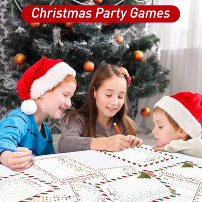 COCHIE 30 Players Christmas Party Games for Adults Family Office Large Groups, Xmas Parties Songs Pictionary Game, Riddle Game, Word Scramble Games with Answer Key (Christmas Tree) - style: Christmas Tree