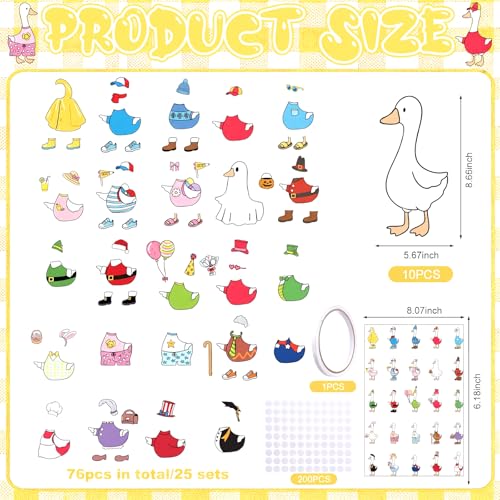 Tinlade 87 Pcs Weather Silly Goose Classroom Decor 9" x 6" Silly Goose Chart Bulletin Board Set with 25 Interchangeable Dress up Class Decor Classroom Management Supplies for Teacher Preschool Ideas