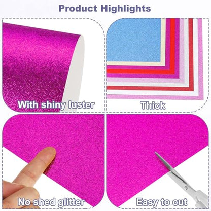 PATIKIL 20Sheets Hot Pink Glitter Cardstock, 12x12In Glitter Paper Card Stock Shiny Scrapbook 250gsm Sparkly Paper Large Shimmer for Crafts Scrapbook DIY Art Wedding Party - color: Hot Pink, size: 12x12In
