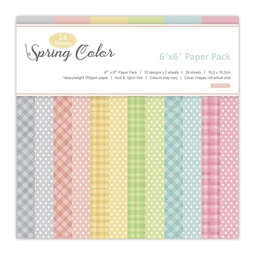 24 Sheets 6"x6" Pink Spring Scrapbook Paper - Single-Sided Pattern Decorative Paper | Scrapbook Supplies & Card Making Supplies for DIY Album, Hand Account & Travel Diary Craft Projects