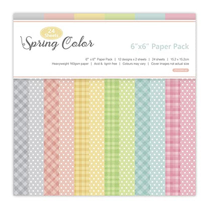 24 Sheets 6"x6" Pink Spring Scrapbook Paper - Single-Sided Pattern Decorative Paper | Scrapbook Supplies & Card Making Supplies for DIY Album, Hand Account & Travel Diary Craft Projects
