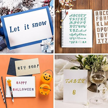 20 Pieces Letter Stencils Reusable Letter Stencils for Painting on Wood, Plastic Alphabet Numbers Stencils, Letter Stencil Template for Notebook, Journal, Scrapbook Decorations (20 Letter) - style: 20 Letter