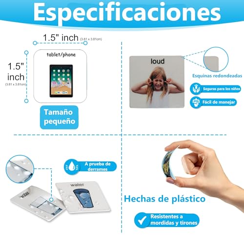 Visual Communication Book,162 ASD Photo Picture Cards: Autism Language Vocabulary, Speech Articulation Therapy, ADHD & Apraxia Learning - size: Small, style: Spanish Plastic Real Photo Book