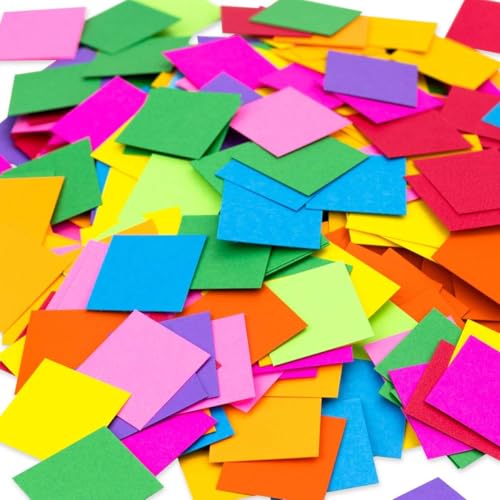 Hygloss 1,000 Pcs Small Cardstock Squares - 1.5 Inch Papers Squares - Great for Mosaic Crafts, Arts & Crafts, DIY Projects, Classroom Activities & Much More – Double-Sided, Bright Assorted Colors - color: COLORED CARDSTOCK, size: 1.5 Inches, style: 1,000