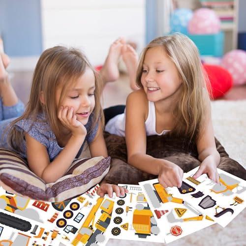 Construction Stickers for Kids, 36 Sheet Make Your Own Construction Truck Stickers Construction Birthday Party Favors for Kids 4-8 - style: Construction Truck
