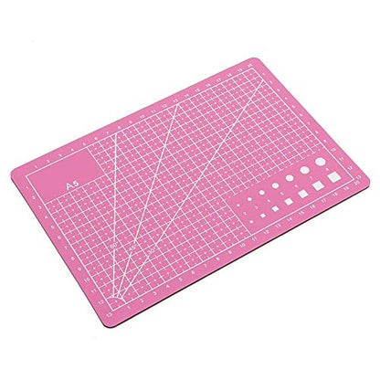 SUNGOOYUE Cutting Mat A5 PVC Self Healing Cutting Board 21 X 15cm Grid Surface Table Protection for Craft Sewing Drawing and Hobby Users Easy to Use for Home Office (Pink) - color: Pink