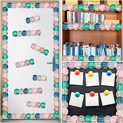 Panelee Inspirational Round Border 68.9 Feet Bulletin Board Border Butterflies Flowers Bee Space Inspirational Cute Decor for Classroom Bulletin Boards Chalkboard Wall Decor - style: Everyone is Welcome Kindness