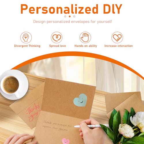 Guakicae Brown Greeting Cards and Envelopes 5 x 7 Blank 300GSM Printable Folded Cardstock and A7 Envelopes Self Seal 20 packs for Invitations, Mailing, Thank You Cards, Birthday - color: Brown, size: 5x7-20pcs