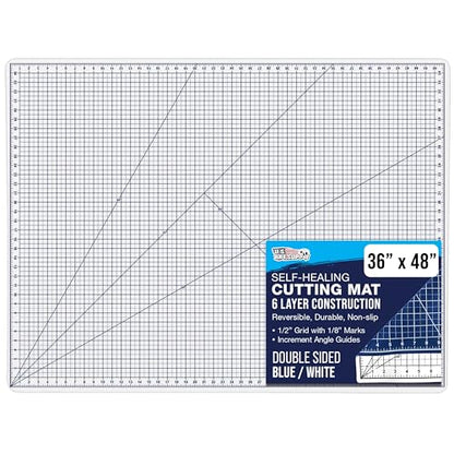 U.S. Art Supply 36" x 48" Self-Healing Cutting Mat 5-Ply - Double-Sided White/Blue Craft Mat, Non-Slip Cutting Mats for Crafts, Sewing, Quilting, Scrapbooking - color: White/Blue