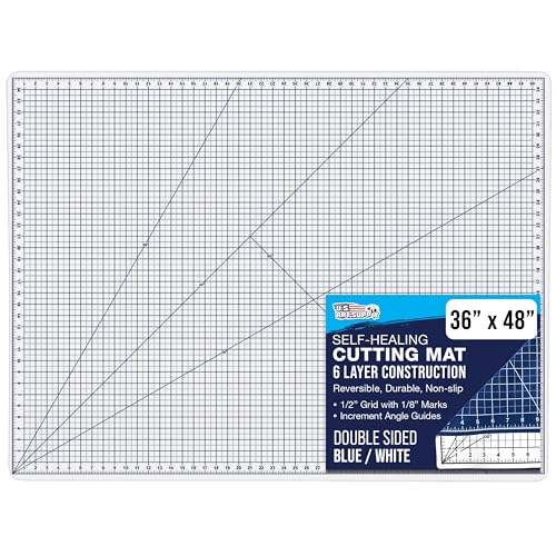 U.S. Art Supply 36" x 48" Self-Healing Cutting Mat 5-Ply - Double-Sided White/Blue Craft Mat, Non-Slip Cutting Mats for Crafts, Sewing, Quilting, Scrapbooking - color: White/Blue