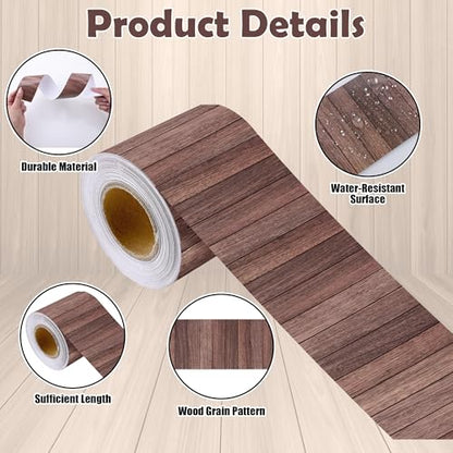 Aodaer 3 Rolls 98.4 ft Brown Wood Grain Bulletin Board Borders, Wood Design Straight Border Trims, Decorative Classroom Rolled Bulletin Border for Back to School Blackboard Decoration - style: Wood Grain