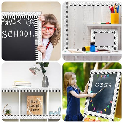 Kolldenn 68.9ft Black and White Bulletin Board Border Black White Squiggles and Stripes Classroom Borders Trim Rolled Die Cut for Bulletin Board Chalkboard School Teachers Wall Decor(Straight) - style: Straight