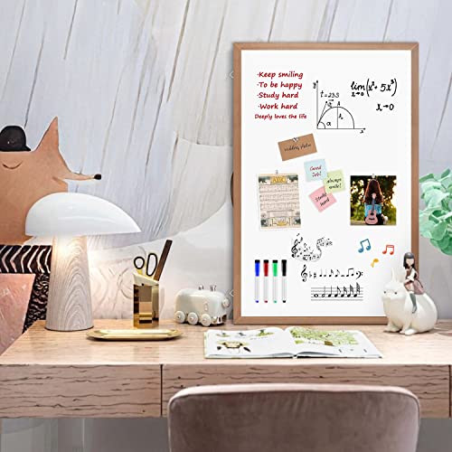 M MIOU Magnetic Whiteboard for Wall 36x24 Inches, Dry Erase White Board with Natural Wood Frame for Home, Office, School… - size: 36"X24"