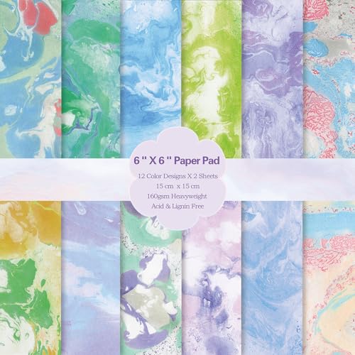 6x6” 160gsm cardstock Single Sided Scrapbooking 24 Papers Pad vintage decoupage scrapbook kit patterned paper junk journal supplies journaling supply scrap paper crafting Halo Staining - color: 24sheets-halo staining