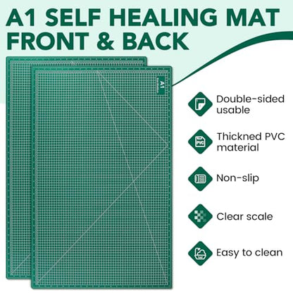 Large Cutting Mat 24"x36", 1 Pack Double-Sided 5-Ply Self Healing Sewing Cutting Mat, Cutting Mats Board for Crafts-Sewing, Fabric, Quilting, Scrapbooking Project