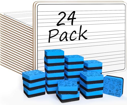 SCRIBBLEDO 24 Pack Dry Erase Music Staff White Boards 9" X 12 Inch Lapboard Double Sided Musical Notes whiteboard for Kids Students, Musicians and Home Erasers Included