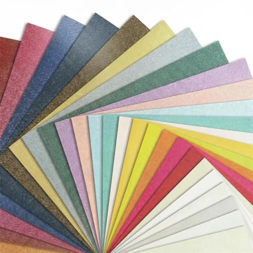 A5 Pearlescent Cardstock Paper Pack, 50 Sheets in 25 Colors, Double Sided Textured 250 GSM Cardstock, Pastel and Metallic Craft Paper for Card Making, Scrapbooking, Invitations and Paper Crafts