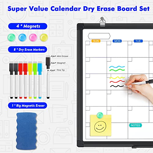Magnetic Dry Erase Calendar Whiteboard 36" x 24" Aluminum Frame | Monthly planner board,wall mounted or hanging. Calendar design suitable for daily planning. Ideal for home, office, class - size: 36" x 24" Black Frame