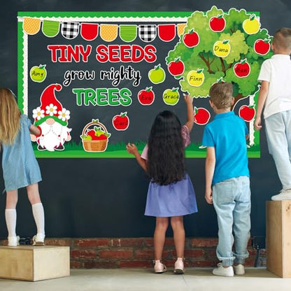 Apple Tree Bulletin Board Inspirational First Day of School Classroom Trees Bulletin Board Decoration Growth Tree Writable Apple Paper Cutout for Religion Chalkboard Decor Wall Door Supplies - style: Apple Tree