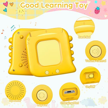 Talking Flash Cards,Kids Toddler Flash Cards with 240 Sight Words,Montessori Toys,Autism Sensory Toys,Speech Therapy Toys,Learning Educational Toys Gifts for Age 1 2 3 4 5 Years Old Boys and Girls - style: Dinosaur Yellow