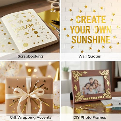 BOOKNOW 27 Sheets Metallic Gold Cardstock Paper, A4 Gold Glitter Paper for Card Making, Back to School Supplies, 90lb/250GSM