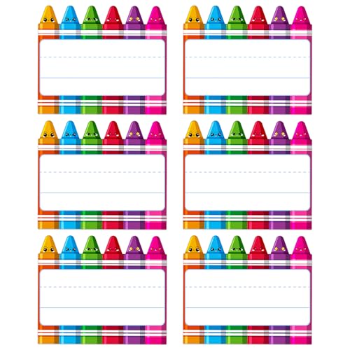 JUESMOS Name Tags Label Stickers 36PCS Classroom Desk Nameplates for Students Kids Crayon Name Label Stickers Decorations Desks Name Tags for Kindergarten Elementary Back to School Teacher Supplies - color: B-multicolored